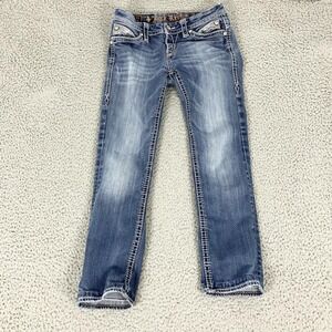 Rock Revival Sasha Straight Jeans Womens 29 Blue Rise Distressed Denim